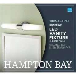 Rosepine 24 in. 1-Light Chrome Integrated LED Modern Bathroom Vanity Light Bar by Hampton Bay 16 Rosepine 24 in. 1-Light Chrome Integrated LED Modern Bathroom Vanity Light Bar by Hampton Bay -Hampton Bay Sales chrome hampton bay vanity lighting knw1302l 1f 1000