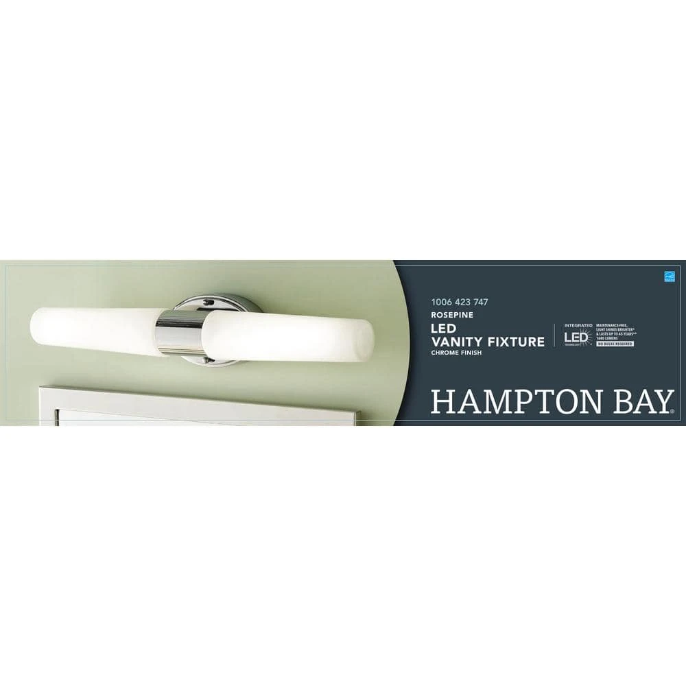 Rosepine 24 in. 1-Light Chrome Integrated LED Modern Bathroom Vanity Light Bar by Hampton Bay 10 Rosepine 24 in. 1-Light Chrome Integrated LED Modern Bathroom Vanity Light Bar by Hampton Bay - Image 10