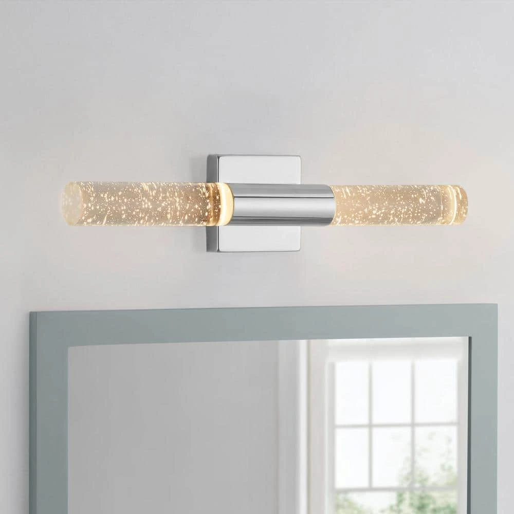 Madison Place 22.87 in. 1-Light Chrome Integrated LED Bathroom Vanity Light Bar with Seedy Glass Tube by Hampton Bay 2 Madison Place 22.87 in. 1-Light Chrome Integrated LED Bathroom Vanity Light Bar with Seedy Glass Tube by Hampton Bay - Image 2