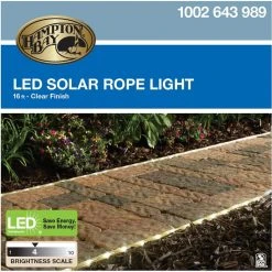 Solar 30 Lumens 16 ft. Clear Outdoor Integrated LED 5000K Daylight Landscape Rope Light with Remote Panel by Hampton Bay -Hampton Bay Sales clear and black hampton bay rope lights 84130 66 1000