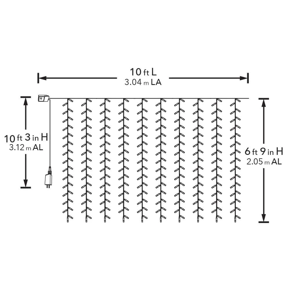 Outdoor/Indoor 10 ft. Plug-In Warm White Mini Bulb Integrated LED 10 Strand Willow Curtain String Light by Hampton Bay 8 Outdoor/Indoor 10 ft. Plug-In Warm White Mini Bulb Integrated LED 10 Strand Willow Curtain String Light by Hampton Bay - Image 8