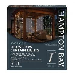 Outdoor/Indoor 10 ft. Plug-In Warm White Mini Bulb Integrated LED 10 Strand Willow Curtain String Light by Hampton Bay 15 Outdoor/Indoor 10 ft. Plug-In Warm White Mini Bulb Integrated LED 10 Strand Willow Curtain String Light by Hampton Bay -Hampton Bay Sales clear hampton bay string lights fy10120willowhd 4f 1000