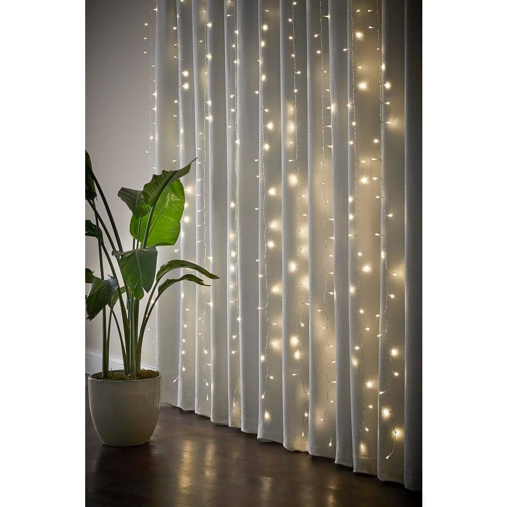 Outdoor/Indoor 10 ft. Plug-In Warm White Mini Bulb Integrated LED 10 Strand Willow Curtain String Light by Hampton Bay 2 Outdoor/Indoor 10 ft. Plug-In Warm White Mini Bulb Integrated LED 10 Strand Willow Curtain String Light by Hampton Bay - Image 2