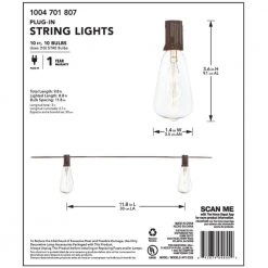 Outdoor/Indoor 10 ft. Light Line Voltage 10-Head ST40 Vintage Bulb Incandescent String Light (2-Pack) by Hampton Bay 7 Outdoor/Indoor 10 ft. Light Line Voltage 10-Head ST40 Vintage Bulb Incandescent String Light (2-Pack) by Hampton Bay -Hampton Bay Sales clear hampton bay string lights nxt 2322 2pk 1f 1000