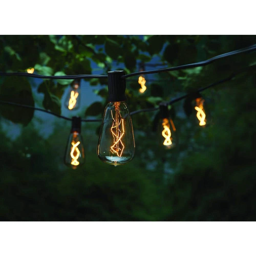 Outdoor/Indoor 10 ft. Light Line Voltage 10-Head ST40 Vintage Bulb Incandescent String Light (2-Pack) by Hampton Bay 2 Outdoor/Indoor 10 ft. Light Line Voltage 10-Head ST40 Vintage Bulb Incandescent String Light (2-Pack) by Hampton Bay - Image 2