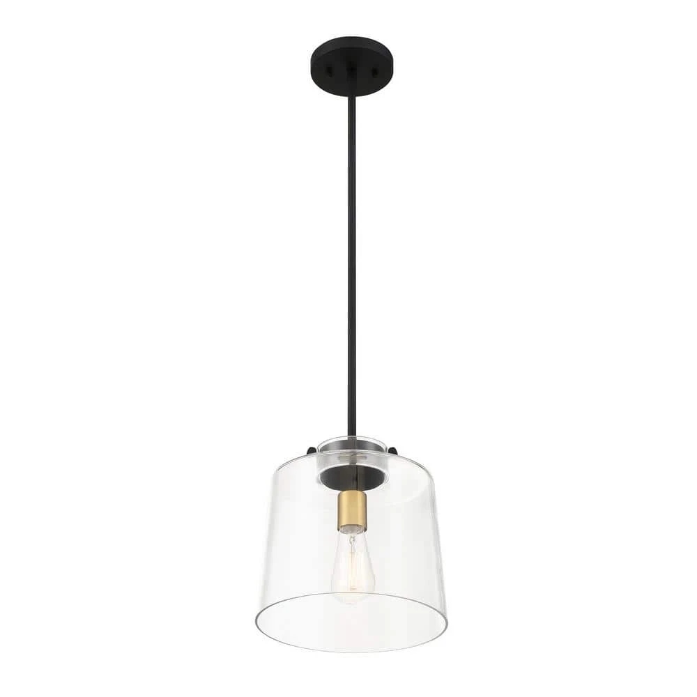 Mullins 10 in. 1-Light Coal and Honey Gold Pendant Hanging Light, Modern Industrial Kitchen Pendant Lighting by Hampton Bay 8 Mullins 10 in. 1-Light Coal and Honey Gold Pendant Hanging Light, Modern Industrial Kitchen Pendant Lighting by Hampton Bay - Image 8