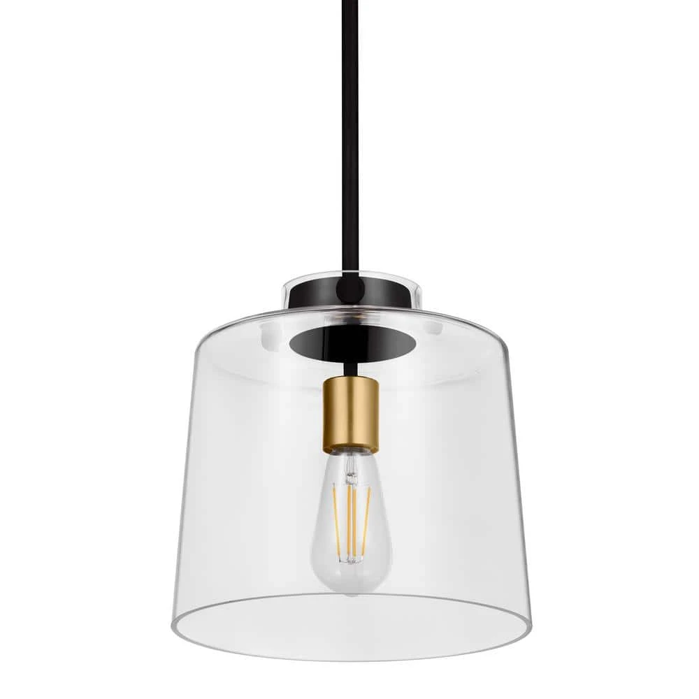 Mullins 10 in. 1-Light Coal and Honey Gold Pendant Hanging Light, Modern Industrial Kitchen Pendant Lighting by Hampton Bay 1 Mullins 10 in. 1-Light Coal and Honey Gold Pendant Hanging Light, Modern Industrial Kitchen Pendant Lighting by Hampton Bay