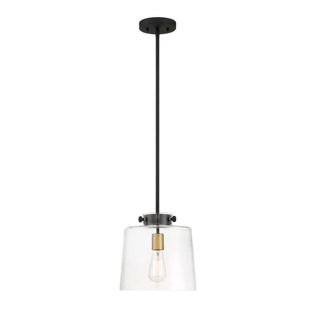 Mullins 10 in. 1-Light Coal and Honey Gold Pendant Hanging Light, Modern Industrial Kitchen Pendant Lighting by Hampton Bay 6 Mullins 10 in. 1-Light Coal and Honey Gold Pendant Hanging Light, Modern Industrial Kitchen Pendant Lighting by Hampton Bay - Image 6