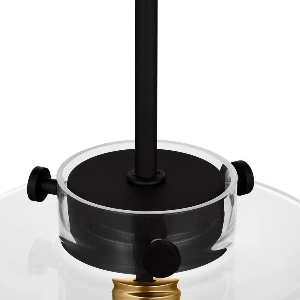 Mullins 10 in. 1-Light Coal and Honey Gold Pendant Hanging Light, Modern Industrial Kitchen Pendant Lighting by Hampton Bay 4 Mullins 10 in. 1-Light Coal and Honey Gold Pendant Hanging Light, Modern Industrial Kitchen Pendant Lighting by Hampton Bay - Image 4