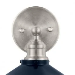 Glenhurst 1-Light Cobalt and Brushed Nickel Indoor Industrial Farmhouse Wall Sconce Light Fixture with Metal Shade by Hampton Bay -Hampton Bay Sales cobalt and brushed nickel hampton bay vanity lighting 20511 cb bn 66 1000