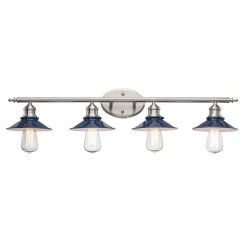 Glenhurst 4-Light Cobalt and Brushed Nickel Industrial Farmhouse Bathroom Vanity Light Fixture by Hampton Bay -Hampton Bay Sales cobalt and brushed nickel hampton bay vanity lighting 20514 cb bn 77 1000