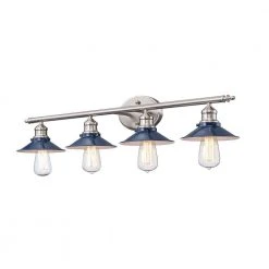 Glenhurst 4-Light Cobalt and Brushed Nickel Industrial Farmhouse Bathroom Vanity Light Fixture by Hampton Bay -Hampton Bay Sales cobalt and brushed nickel hampton bay vanity lighting 20514 cb bn c3 1000