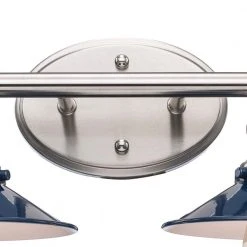 Glenhurst 2-Light Cobalt and Brushed Nickel Industrial Farmhouse Bathroom Vanity Light Fixture with Metal Shades by Hampton Bay -Hampton Bay Sales cobalt and brushed nickel hampton bay vanity lighting hd 8002 cb bn 44 1000