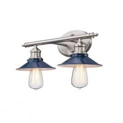 Glenhurst 2-Light Cobalt and Brushed Nickel Industrial Farmhouse Bathroom Vanity Light Fixture with Metal Shades by Hampton Bay -Hampton Bay Sales cobalt and brushed nickel hampton bay vanity lighting hd 8002 cb bn c3 1000