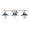 Glenhurst 3-Light Cobalt and Brushed Nickel Industrial Farmhouse Bathroom Vanity Light Fixture with Metal Shades by Hampton Bay