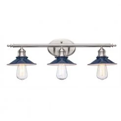 Glenhurst 3-Light Cobalt and Brushed Nickel Industrial Farmhouse Bathroom Vanity Light Fixture with Metal Shades by Hampton Bay 17 Glenhurst 3-Light Cobalt and Brushed Nickel Industrial Farmhouse Bathroom Vanity Light Fixture with Metal Shades by Hampton Bay -Hampton Bay Sales cobalt and brushed nickel hampton bay vanity lighting hd 8003 cb bn 77 1000