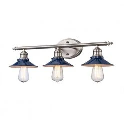 Glenhurst 3-Light Cobalt and Brushed Nickel Industrial Farmhouse Bathroom Vanity Light Fixture with Metal Shades by Hampton Bay 18 Glenhurst 3-Light Cobalt and Brushed Nickel Industrial Farmhouse Bathroom Vanity Light Fixture with Metal Shades by Hampton Bay -Hampton Bay Sales cobalt and brushed nickel hampton bay vanity lighting hd 8003 cb bn c3 1000
