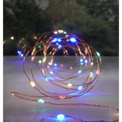 Outdoor/Indoor 33 ft. 3 AA Battery Operated Copper Wire LED Fairy String Light, Color Changing by Hampton Bay -Hampton Bay Sales copper hampton bay string lights ey01 c100 a1 40 1000