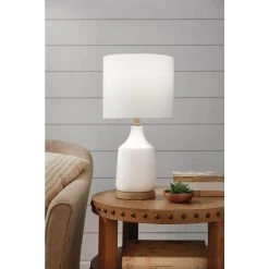 Saddlebrook 21.5 in. Cream Ceramic and Faux Wood Table Lamp with White Fabric Shade by Hampton Bay 3 Saddlebrook 21.5 in. Cream Ceramic and Faux Wood Table Lamp with White Fabric Shade by Hampton Bay -Hampton Bay Sales cream hampton bay table lamps hd6360a 31 1000