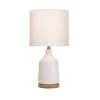 Saddlebrook 21.5 in. Cream Ceramic and Faux Wood Table Lamp with White Fabric Shade by Hampton Bay