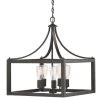 Boswell Quarter 20 in. 5-Light Distressed Black Farmhouse Pendant for Kitchen or Entryway by Hampton Bay