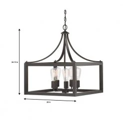 Boswell Quarter 20 in. 5-Light Distressed Black Farmhouse Pendant for Kitchen or Entryway by Hampton Bay -Hampton Bay Sales distressed black hampton bay chandeliers 7949hbdbdi 77 1000