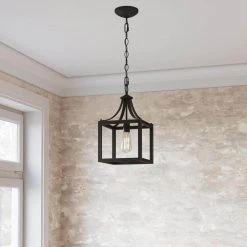 Boswell Quarter 9-1/2 in. 1-Light Distressed Black Farmhouse Mini-Pendant Kitchen Light by Hampton Bay -Hampton Bay Sales distressed black hampton bay pendant lights 7947hbdbdi 40 1000