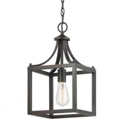 Boswell Quarter 9-1/2 in. 1-Light Distressed Black Farmhouse Mini-Pendant Kitchen Light by Hampton Bay -Hampton Bay Sales distressed black hampton bay pendant lights 7947hbdbdi 4f 1000