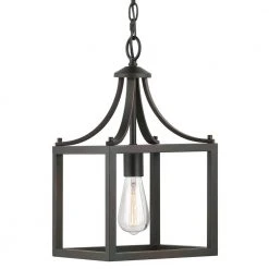 Boswell Quarter 9-1/2 in. 1-Light Distressed Black Farmhouse Mini-Pendant Kitchen Light by Hampton Bay