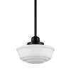 Belvedere Park 1-Light Espresso Bronze Pendant Hanging Light with Frosted Opal Glass Shade, Farmhouse Kitchen Lighting by Hampton Bay