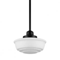 Belvedere Park 1-Light Espresso Bronze Pendant Hanging Light with Frosted Opal Glass Shade, Farmhouse Kitchen Lighting by Hampton Bay