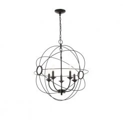 24 in. W 5-Light Espresso Bronze Finish Hanging Chandelier by Hampton Bay