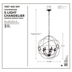 24 in. W 5-Light Espresso Bronze Finish Hanging Chandelier by Hampton Bay -Hampton Bay Sales espresso bronze hampton bay chandeliers kvs9105ax 01 fa 1000