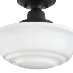 Belvedere Park 10.625 in. 1-Light Espresso Bronze Schoolhouse Round Semi Flush Mount, Farmhouse Ceiling Light by Hampton Bay -Hampton Bay Sales espresso bronze hampton bay flush mount lights kfn8291a 2 orba 1d 1000