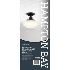 Belvedere Park 10.625 in. 1-Light Espresso Bronze Schoolhouse Round Semi Flush Mount, Farmhouse Ceiling Light by Hampton Bay -Hampton Bay Sales espresso bronze hampton bay flush mount lights kfn8291a 2 orba 44 1000