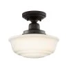 Belvedere Park 10.625 in. 1-Light Espresso Bronze Schoolhouse Round Semi Flush Mount, Farmhouse Ceiling Light by Hampton Bay