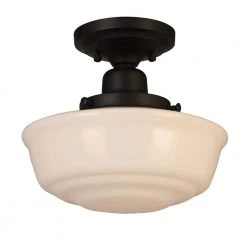 Belvedere Park 10.625 in. 1-Light Espresso Bronze Schoolhouse Round Semi Flush Mount, Farmhouse Ceiling Light by Hampton Bay -Hampton Bay Sales espresso bronze hampton bay flush mount lights kfn8291a 2 orba c3 1000
