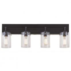 Regan 29.13 in. 4-Light Espresso Bronze Bathroom Vanity Light with Clear Glass Shades by Hampton Bay -Hampton Bay Sales espresso bronze hampton bay vanity lighting ds19069 1f 1000