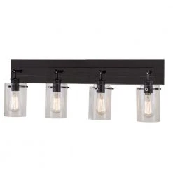 Regan 29.13 in. 4-Light Espresso Bronze Bathroom Vanity Light with Clear Glass Shades by Hampton Bay