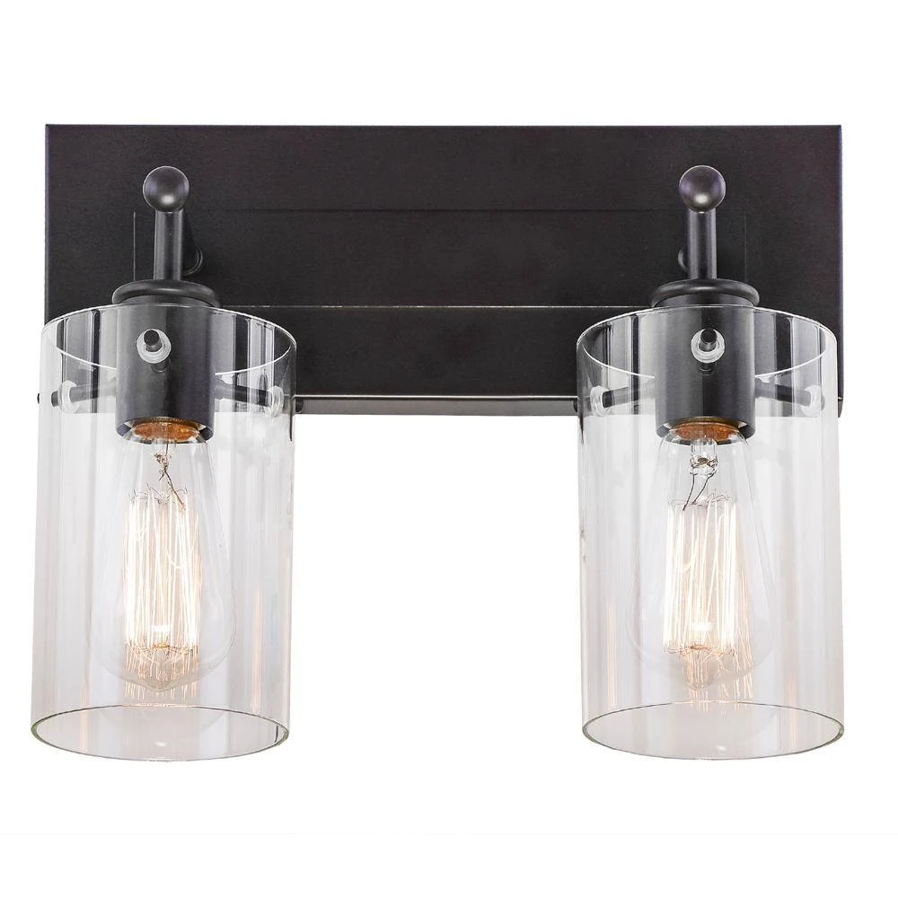 Regan 12.75 in. 2-Light Espresso Bronze Bath Vanity Light with Clear Glass Shades by Hampton Bay 8 Regan 12.75 in. 2-Light Espresso Bronze Bath Vanity Light with Clear Glass Shades by Hampton Bay - Image 8