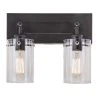Regan 12.75 in. 2-Light Espresso Bronze Bath Vanity Light with Clear Glass Shades by Hampton Bay