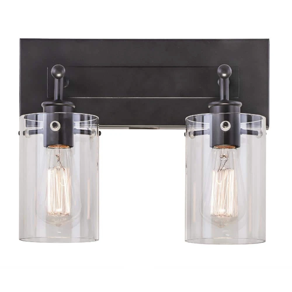 Regan 12.75 in. 2-Light Espresso Bronze Bath Vanity Light with Clear Glass Shades by Hampton Bay 1 Regan 12.75 in. 2-Light Espresso Bronze Bath Vanity Light with Clear Glass Shades by Hampton Bay