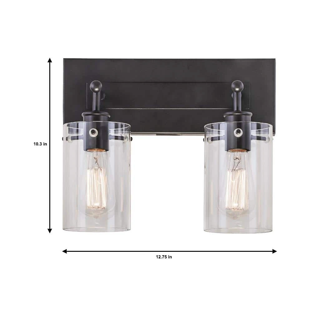 Regan 12.75 in. 2-Light Espresso Bronze Bath Vanity Light with Clear Glass Shades by Hampton Bay 5 Regan 12.75 in. 2-Light Espresso Bronze Bath Vanity Light with Clear Glass Shades by Hampton Bay - Image 5
