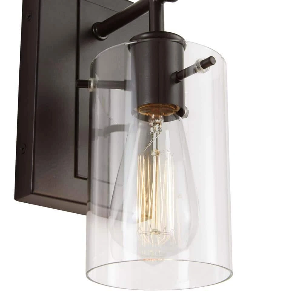 Regan 4.5 in. 1-Light Espresso Bronze Bathroom Vanity Light with Clear Glass Shade by Hampton Bay 5 Regan 4.5 in. 1-Light Espresso Bronze Bathroom Vanity Light with Clear Glass Shade by Hampton Bay - Image 5