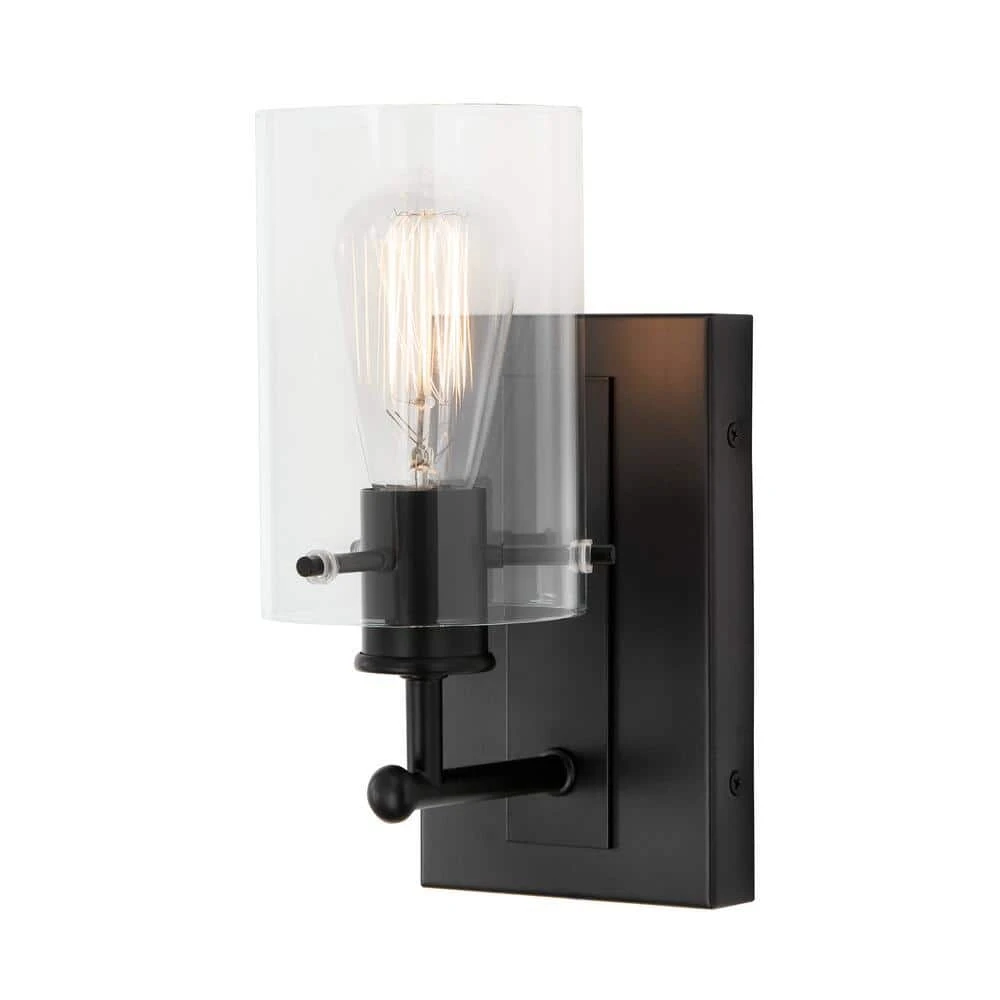 Regan 4.5 in. 1-Light Espresso Bronze Bathroom Vanity Light with Clear Glass Shade by Hampton Bay 3 Regan 4.5 in. 1-Light Espresso Bronze Bathroom Vanity Light with Clear Glass Shade by Hampton Bay - Image 3