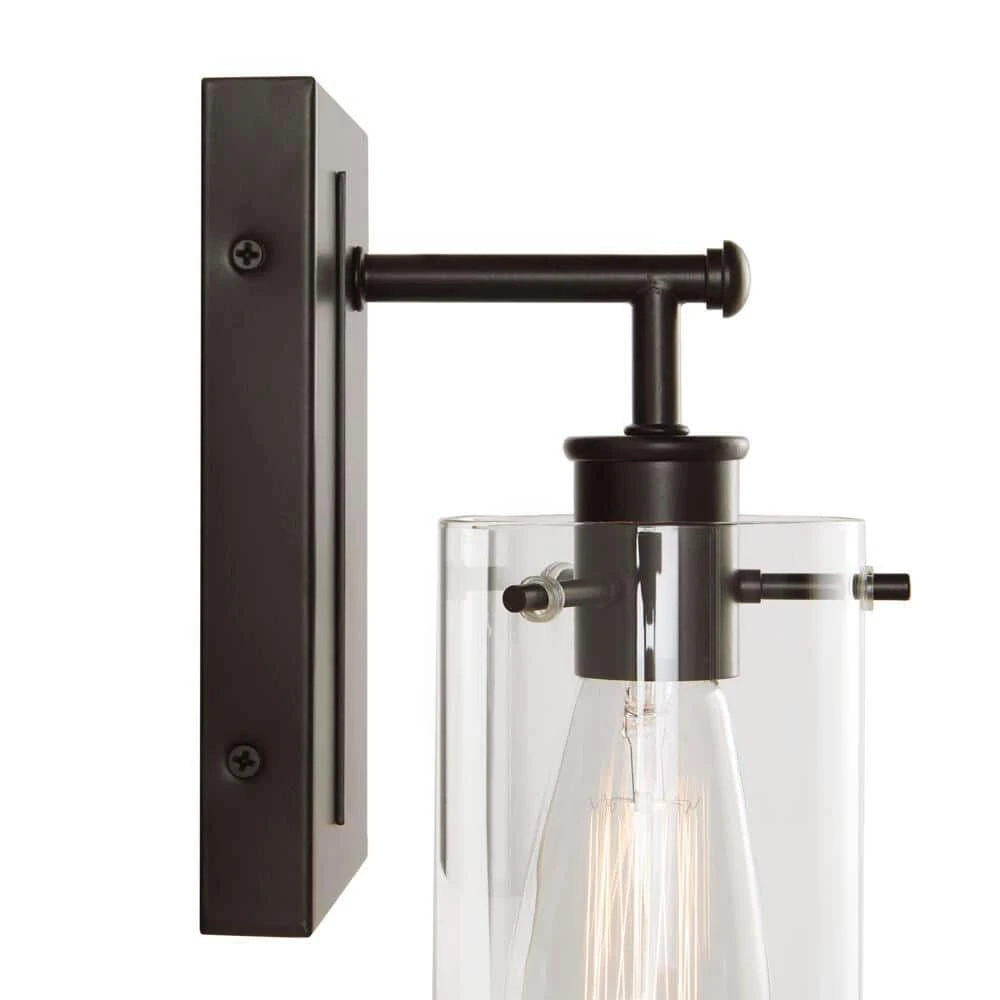 Regan 4.5 in. 1-Light Espresso Bronze Bathroom Vanity Light with Clear Glass Shade by Hampton Bay 6 Regan 4.5 in. 1-Light Espresso Bronze Bathroom Vanity Light with Clear Glass Shade by Hampton Bay - Image 6