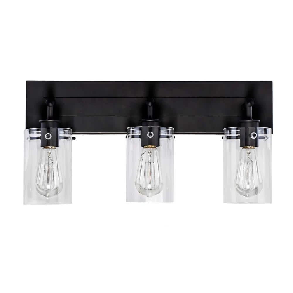 Regan 21 in. 3-Light Espresso Bronze Bathroom Vanity Light with Clear Glass Shades by Hampton Bay 9 Regan 21 in. 3-Light Espresso Bronze Bathroom Vanity Light with Clear Glass Shades by Hampton Bay - Image 9