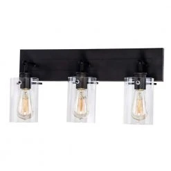 Regan 21 in. 3-Light Espresso Bronze Bathroom Vanity Light with Clear Glass Shades by Hampton Bay -Hampton Bay Sales espresso bronze hampton bay vanity lighting ds19267 44 1000