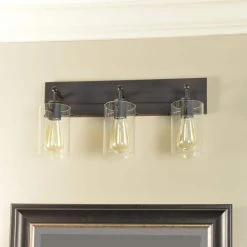 Regan 21 in. 3-Light Espresso Bronze Bathroom Vanity Light with Clear Glass Shades by Hampton Bay -Hampton Bay Sales espresso bronze hampton bay vanity lighting ds19267 4f 1000