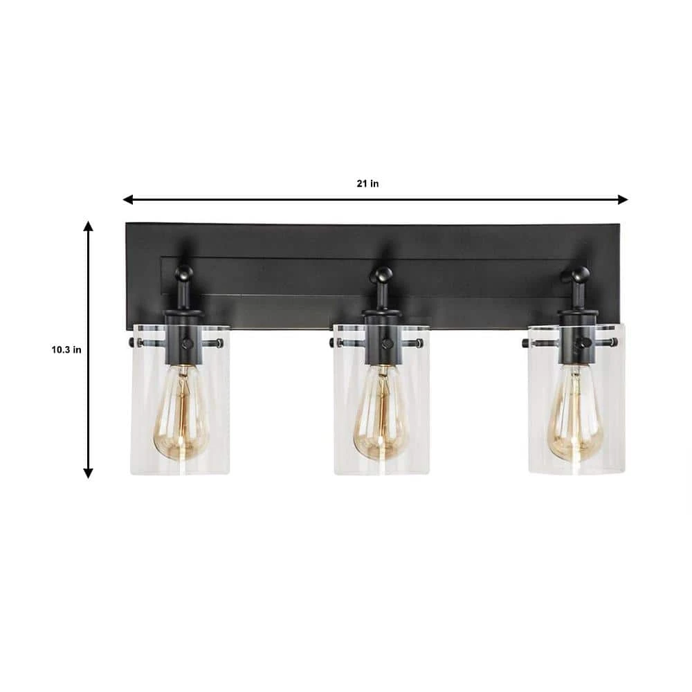 Regan 21 in. 3-Light Espresso Bronze Bathroom Vanity Light with Clear Glass Shades by Hampton Bay 4 Regan 21 in. 3-Light Espresso Bronze Bathroom Vanity Light with Clear Glass Shades by Hampton Bay - Image 4